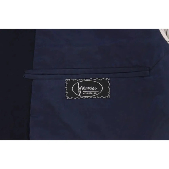 Adrian Jules for Franceco Atlanta Solid Navy Blue 2-Btn Handmade Wool Suit 46L - Picture 8 of 11